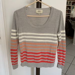 Gray Sweater With Pink Stripes Papaya